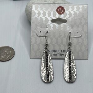 Dress Barn Silver Black Dangle Earrings